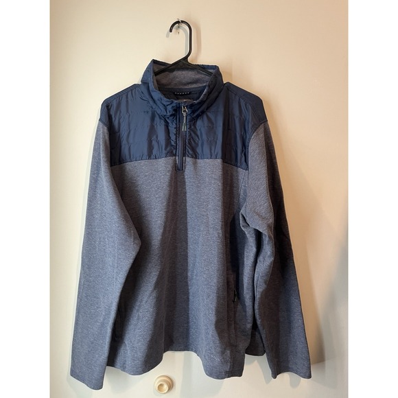 Eddie Bauer 1/4‎ Zip Pull Over Blue Size XXL 2x Zip Pockets Medium Weight - Picture 1 of 5